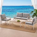Outdoor Sofa Set – Aluminium, 4 Pieces, White