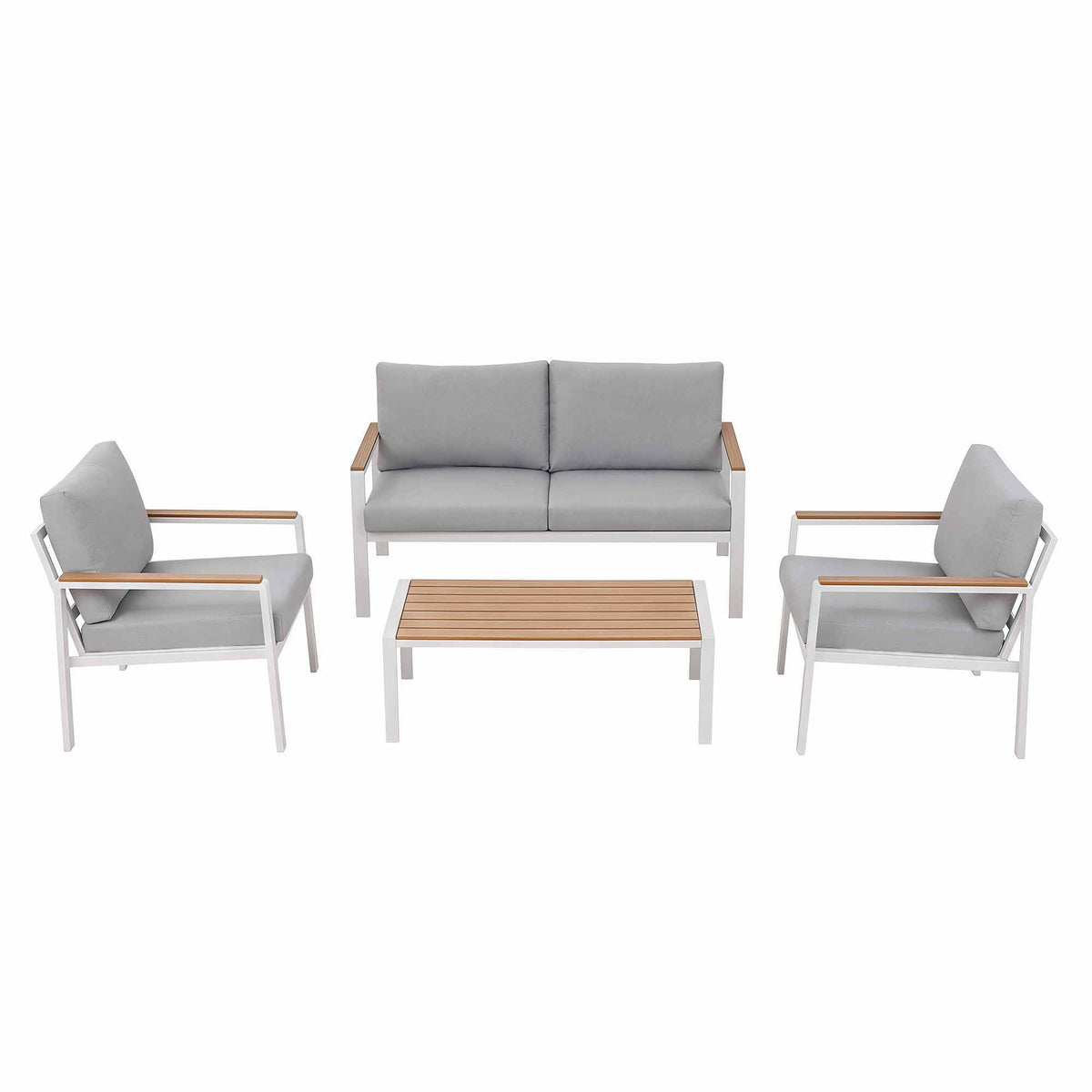 Outdoor Sofa Set – Aluminium, 4 Pieces, White