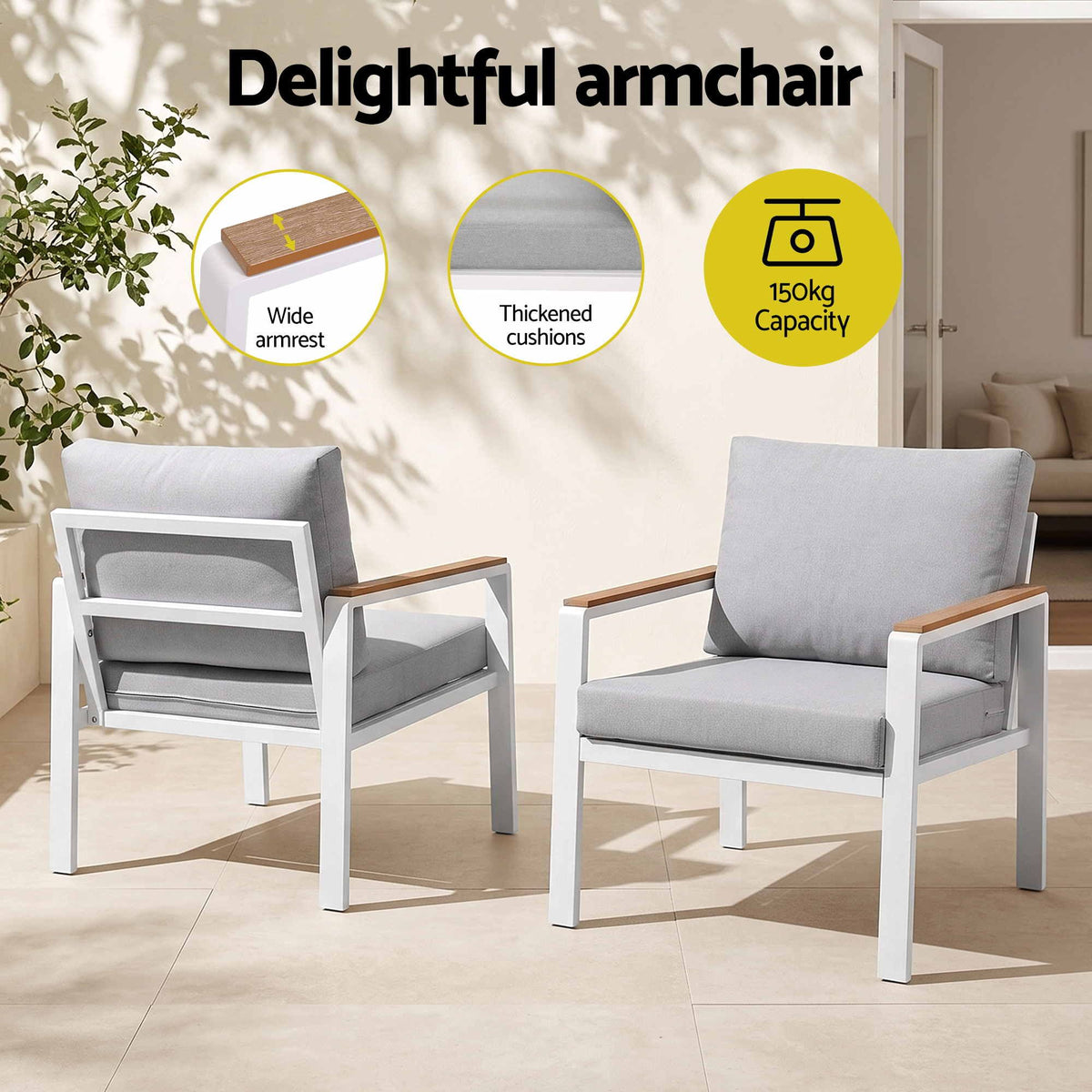 Outdoor Sofa Set – Aluminium, 4 Pieces, White
