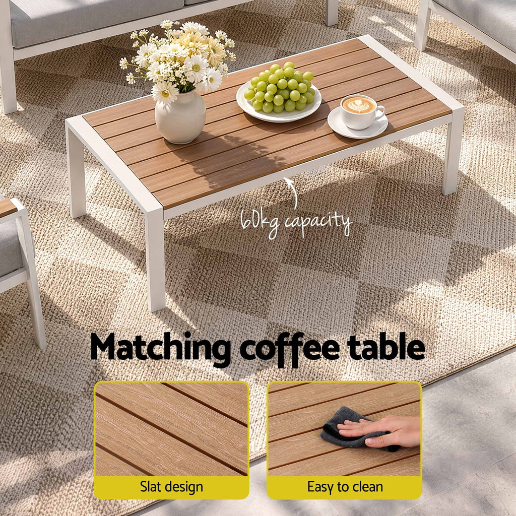 Outdoor Sofa Set – Aluminium, 4 Pieces, White