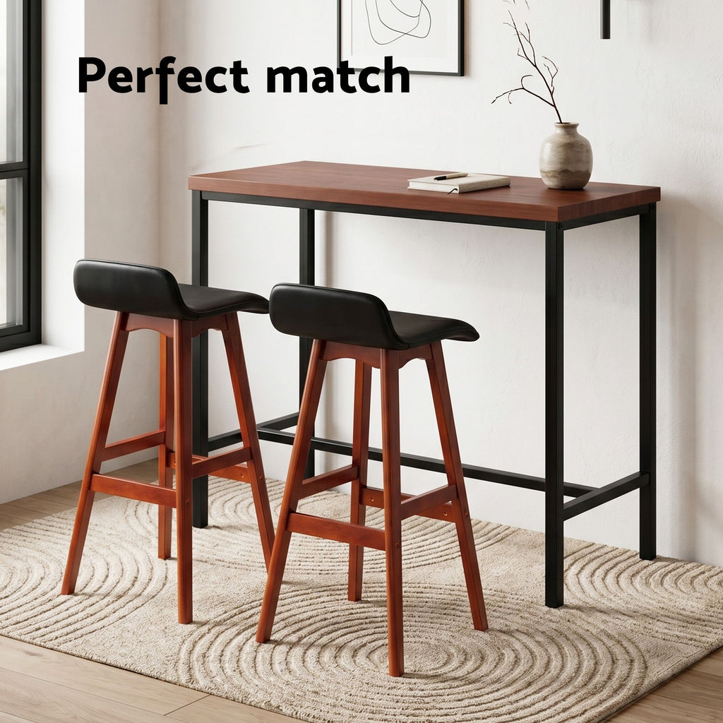 Bar Table & Stool Set – 3 Pieces, Brown & Black