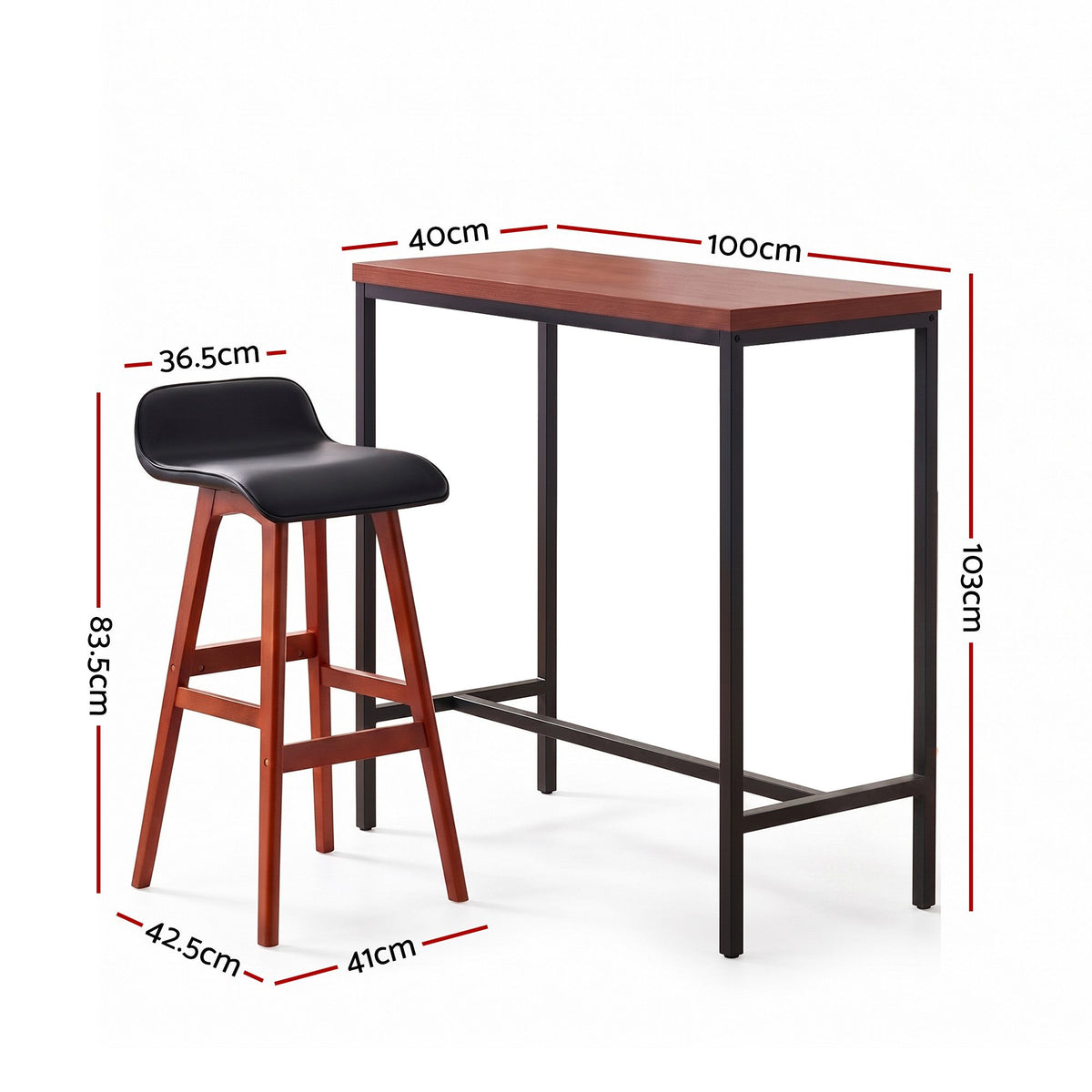 Bar Table & Stool Set – 5 Pieces, Brown & Black