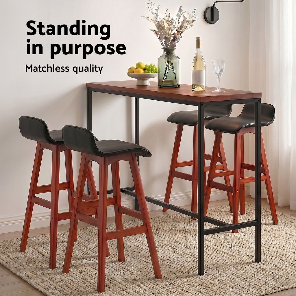Bar Table & Stool Set – 5 Pieces, Brown & Black