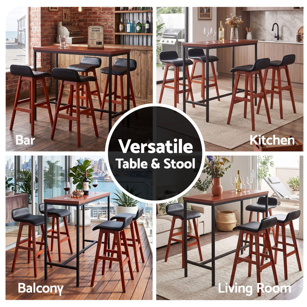 Bar Table & Stool Set – 5 Pieces, Brown & Black