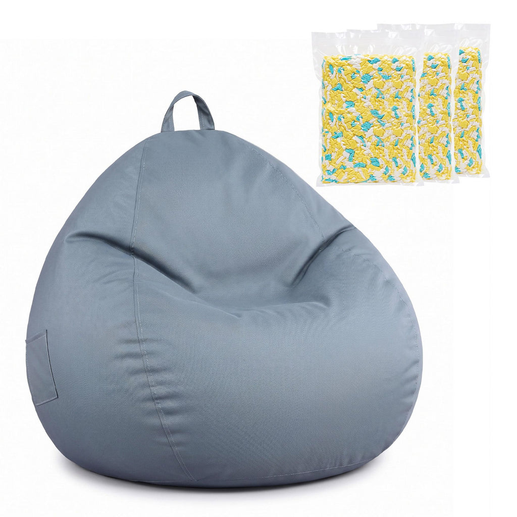 Outdoor Bean Bag Chair with Foam Filling – Grey