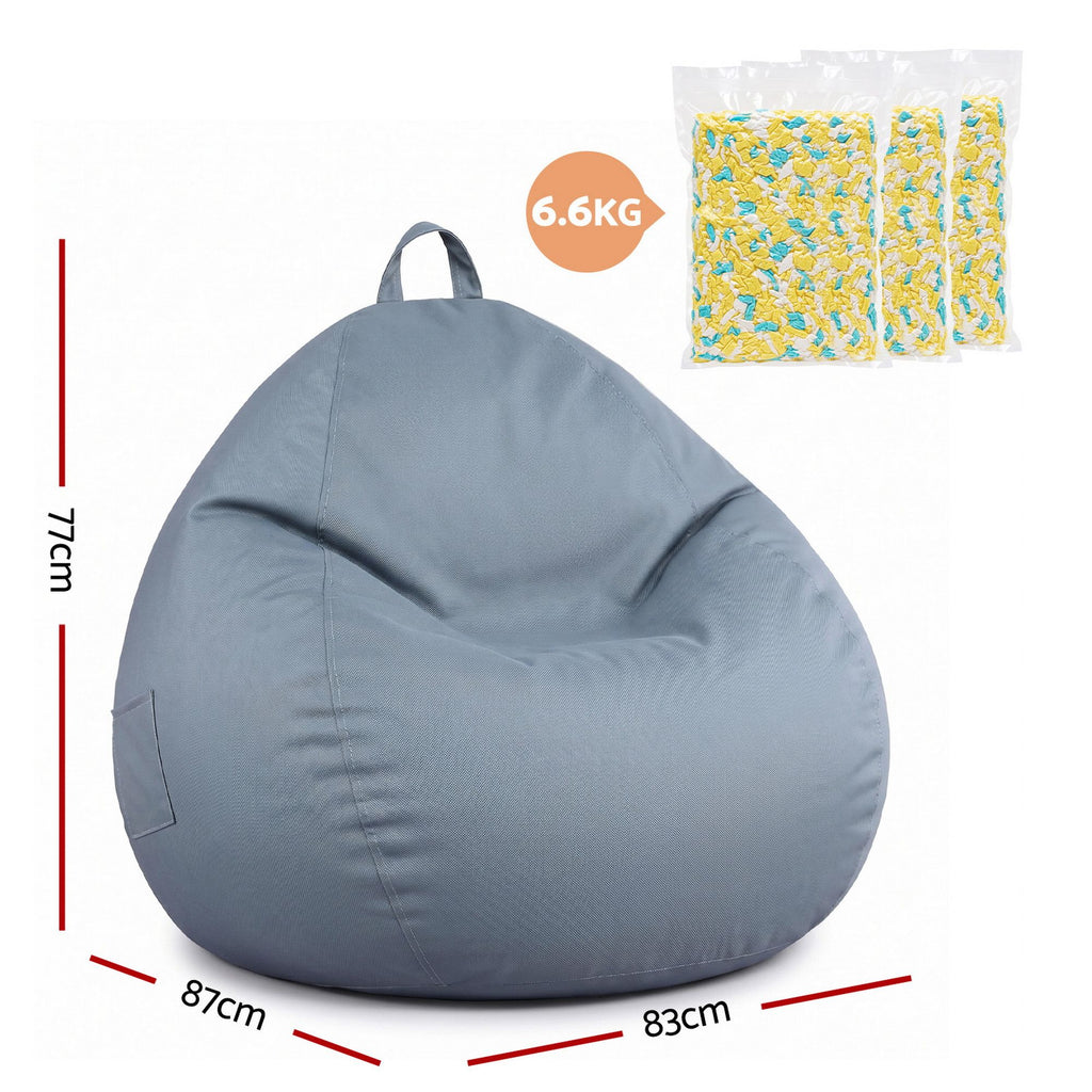 Outdoor Bean Bag Chair with Foam Filling – Grey