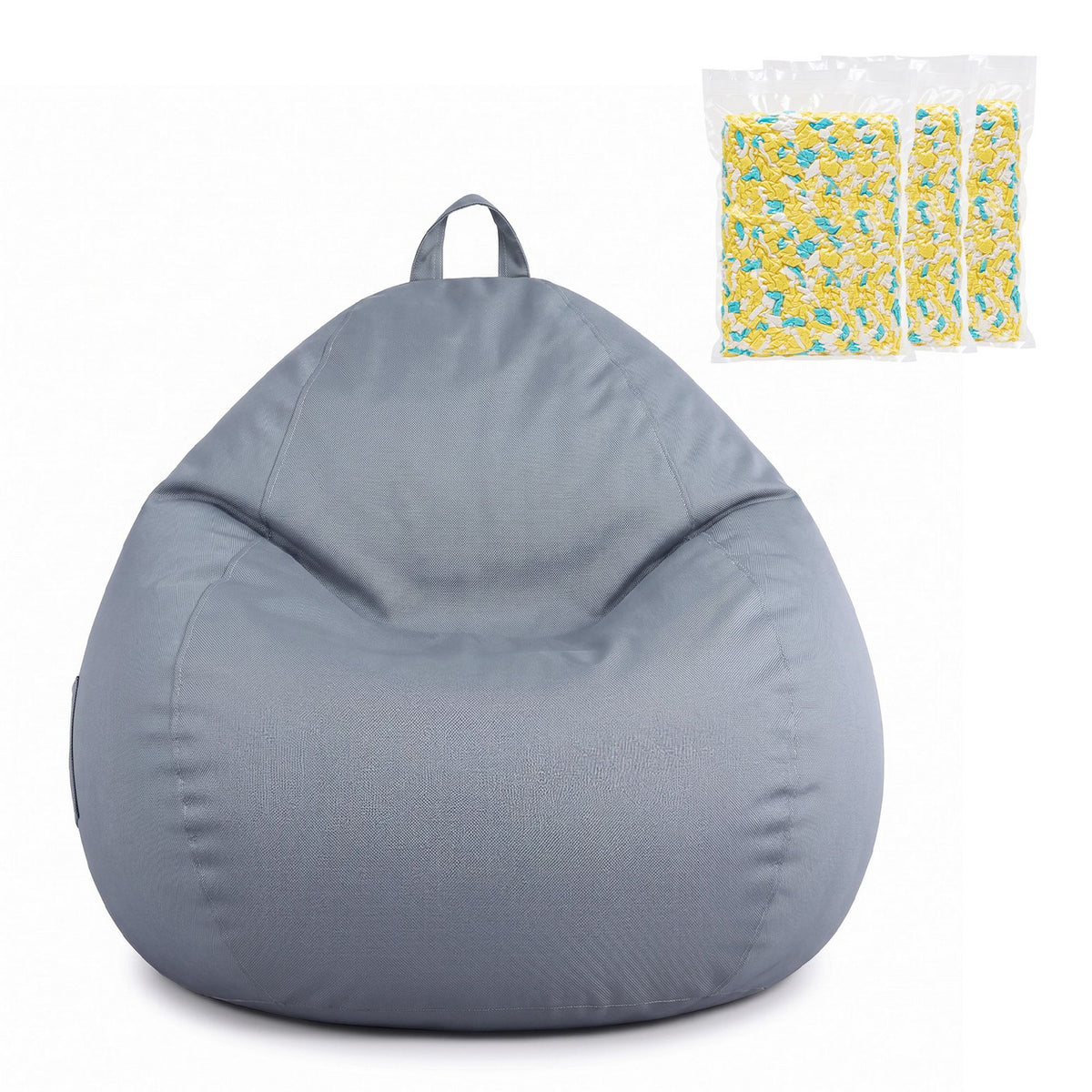 Outdoor Bean Bag Chair with Foam Filling – Grey