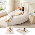 3-in-1 Corduroy Bean Bag Cover – Beige, No Filling