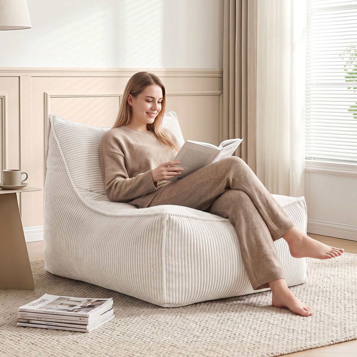 Bean Bag Cover – Corduroy Lounge, Beige, No Filling