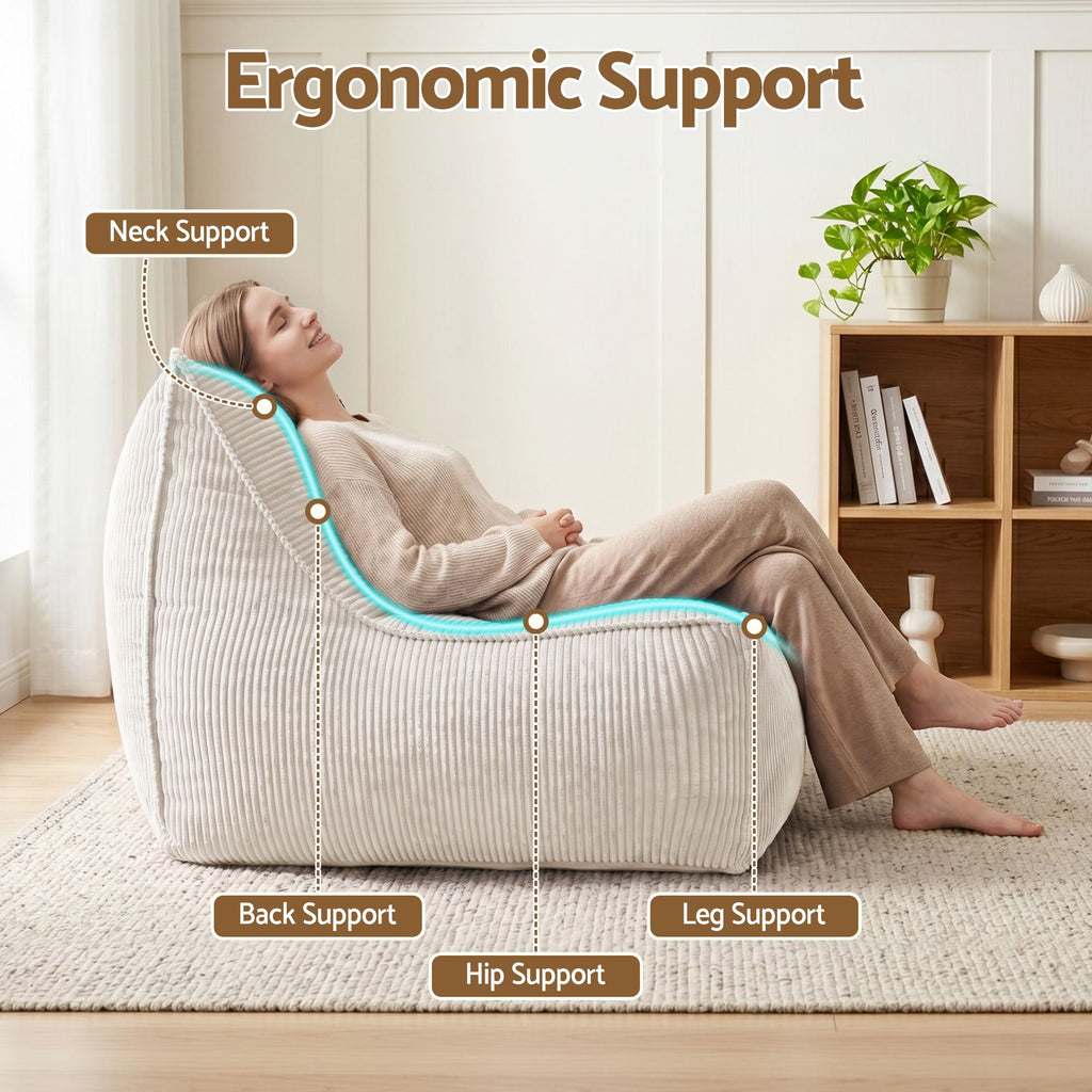 Bean Bag Cover – Corduroy Lounge, Beige, No Filling