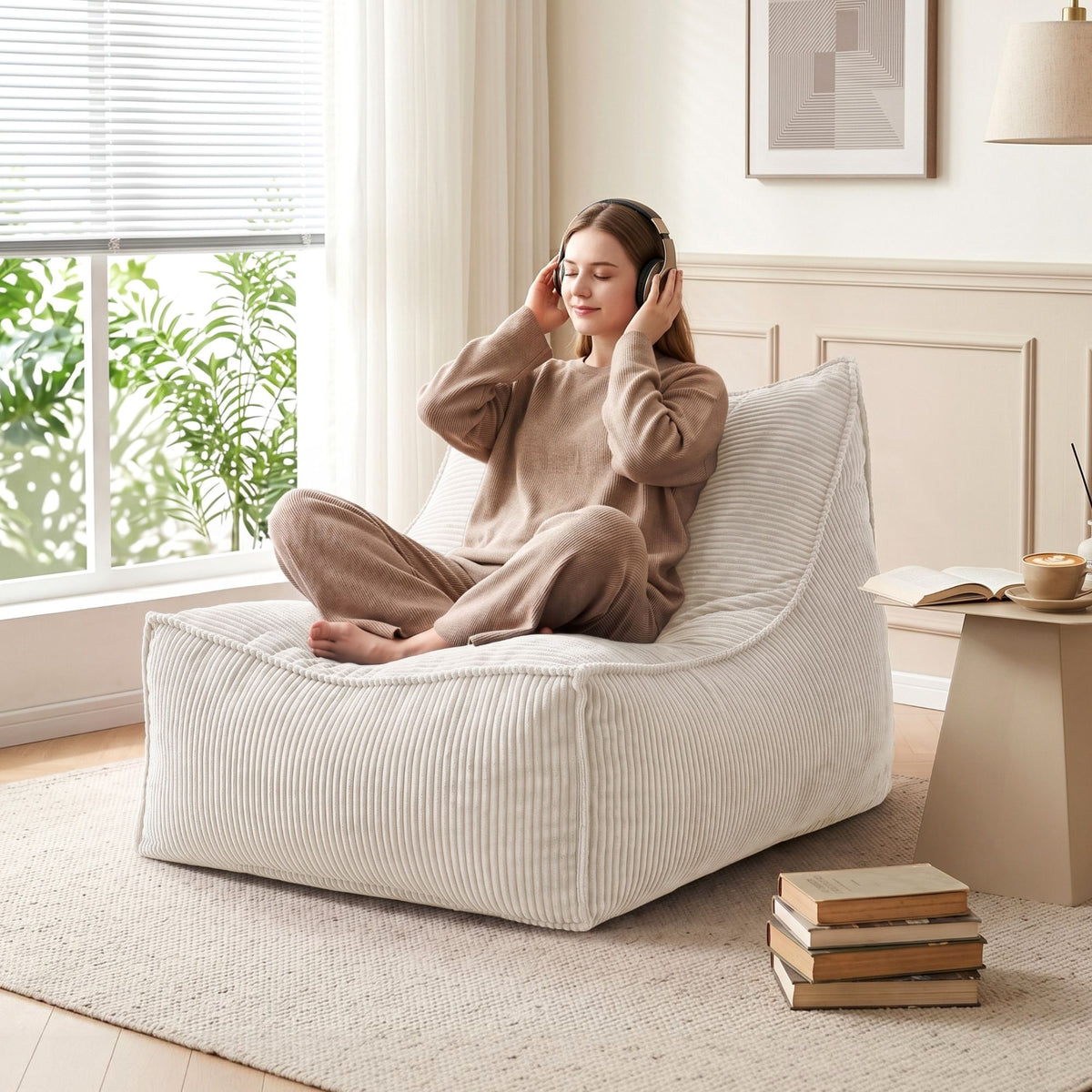 Bean Bag Cover – Corduroy Lounge, Beige, No Filling