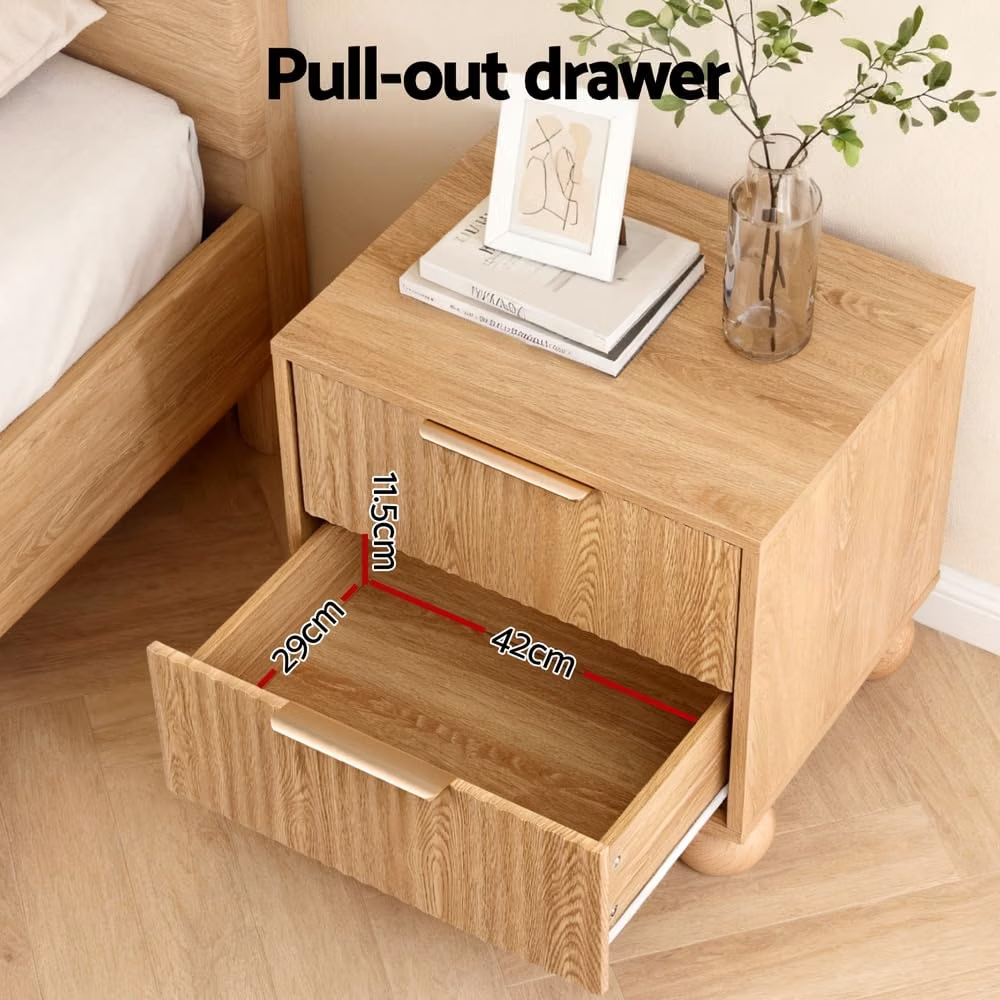 Bed Frame with 2 Bedside Tables – Queen, Bouclé