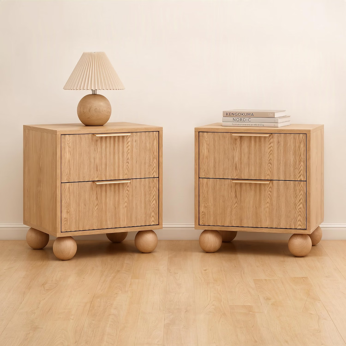 Bed Frame with 2 Bedside Tables – Queen, Bouclé