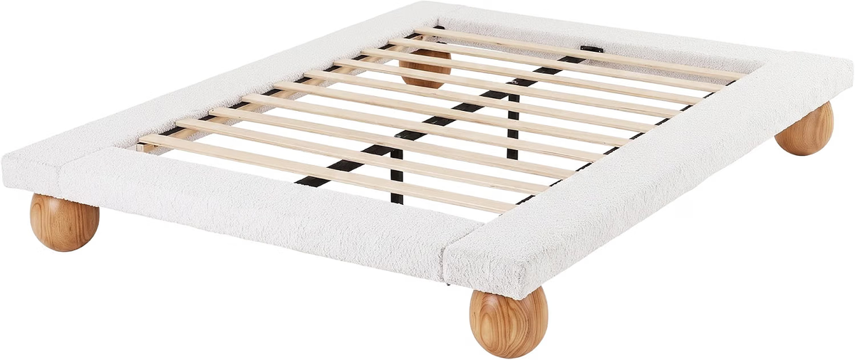 Bed Frame with 2 Four-Drawer Chests – Queen, Bouclé