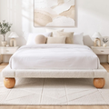 Bed Frame with Six-Drawer Chest – Queen, Bouclé