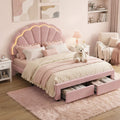 Bed Frame with LED Headboard & 2 Drawers – Double, Pink Velvet