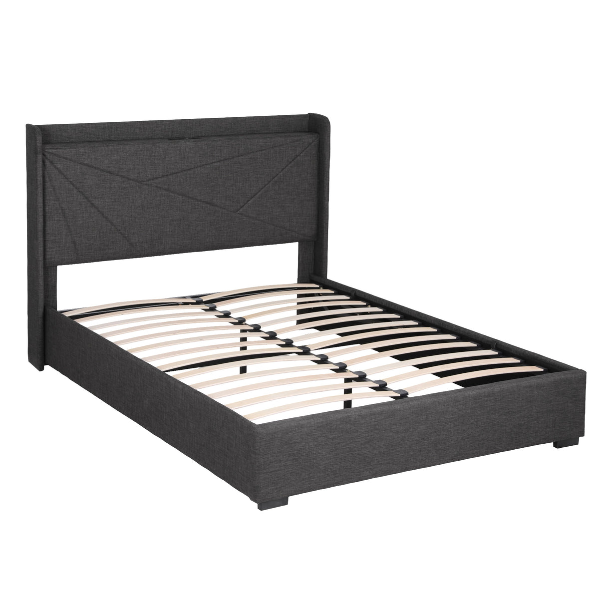 Artiss MORFEI Gas Lift Storage Bed Frame - Charcoal Grey