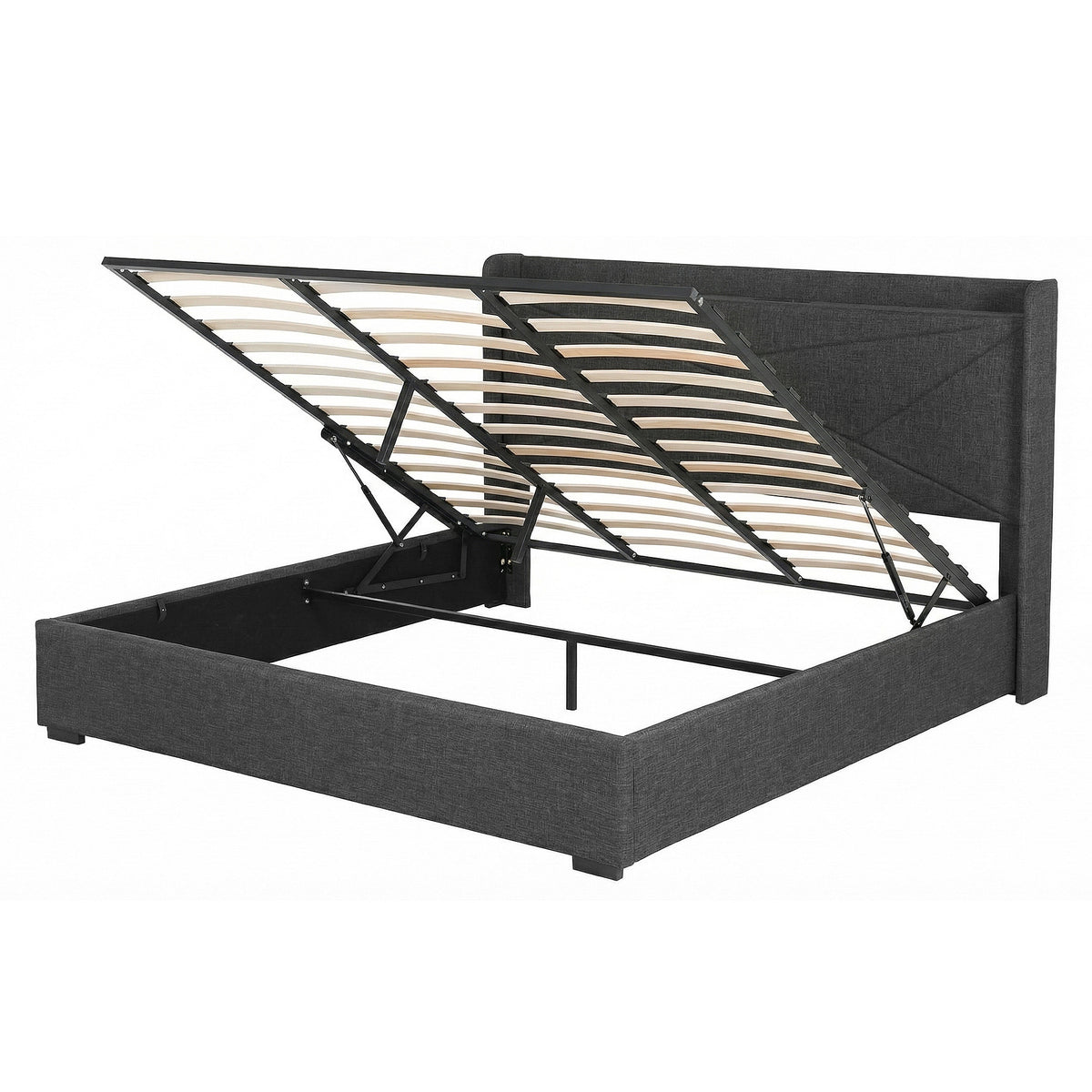 Artiss MORFEI Gas Lift Storage Bed Frame - Charcoal Grey