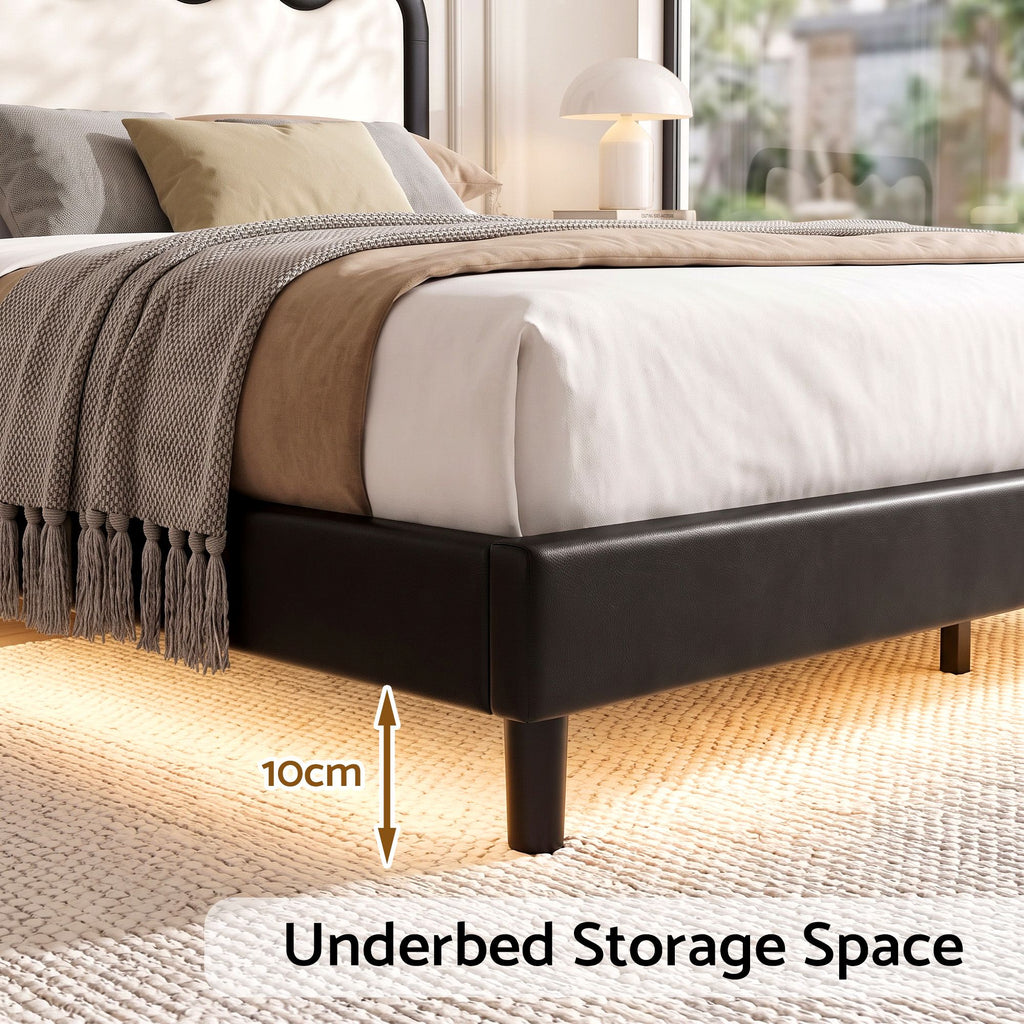 Bed Frame – Queen, Floating, RGB LED & USB Charging