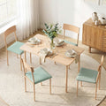 Dining Table & 4 Chairs – 5-Piece Set, Natural & Light Green