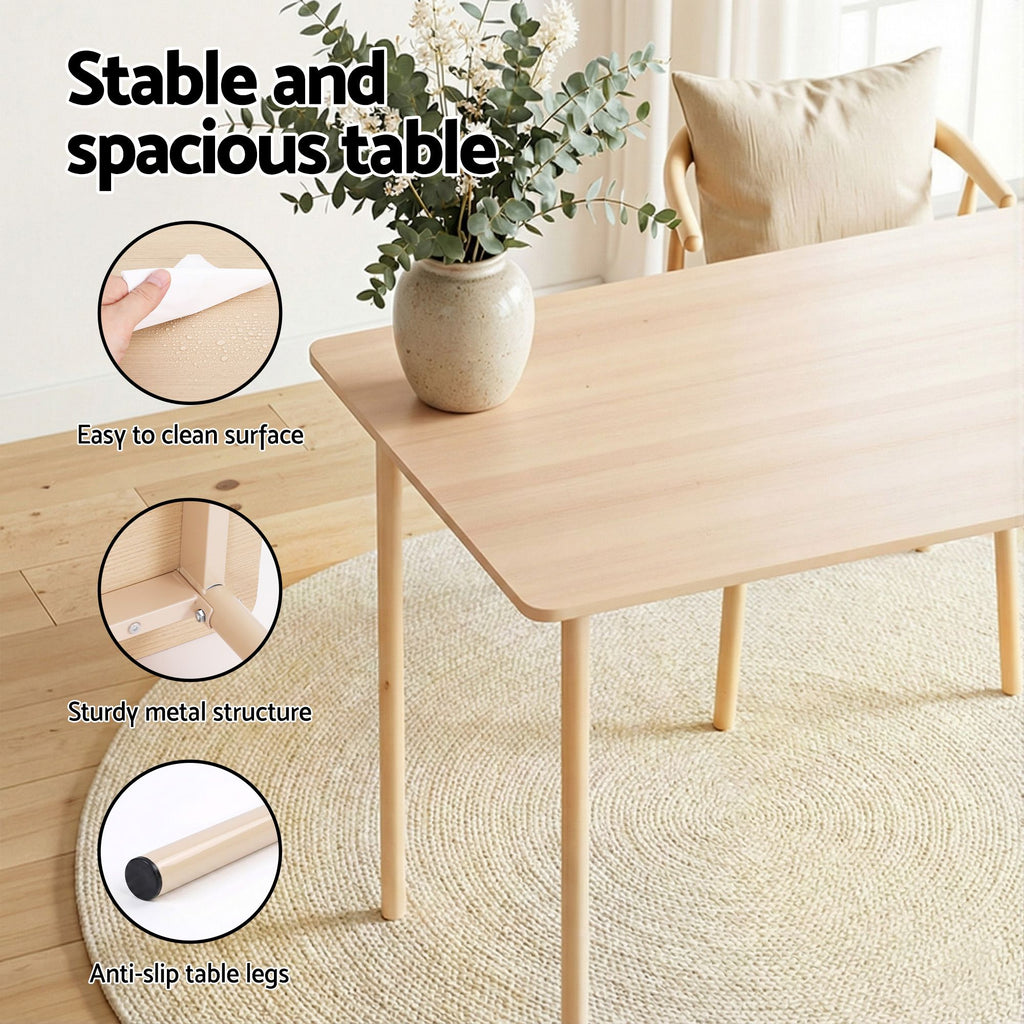 Dining Table & 4 Chairs – 5-Piece Set, Natural & Light Green
