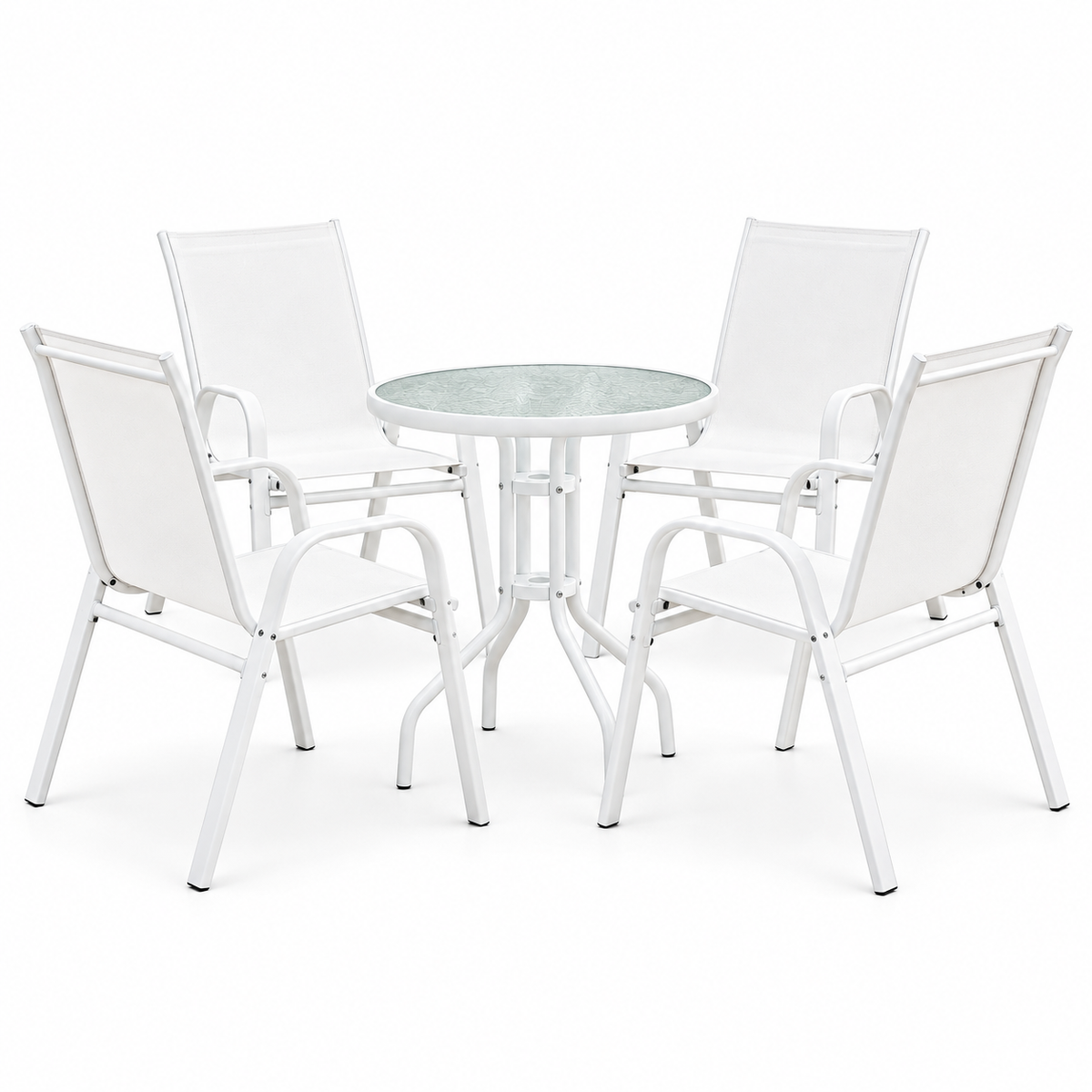 Outdoor Bistro Set – 5 Pieces, White