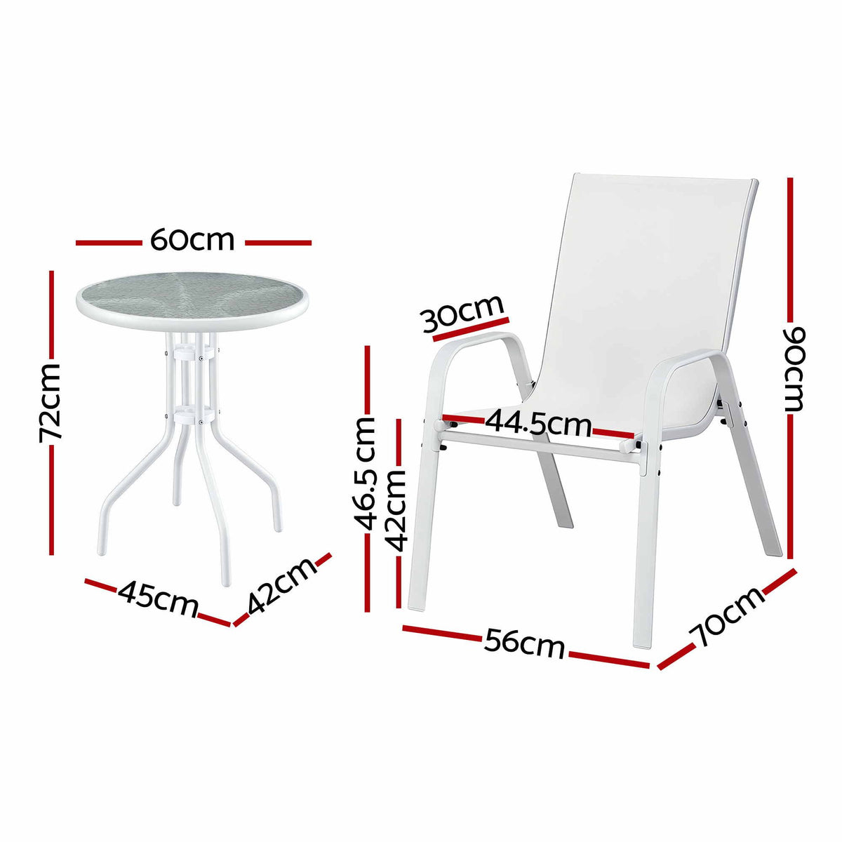 Outdoor Bistro Set – 5 Pieces, White