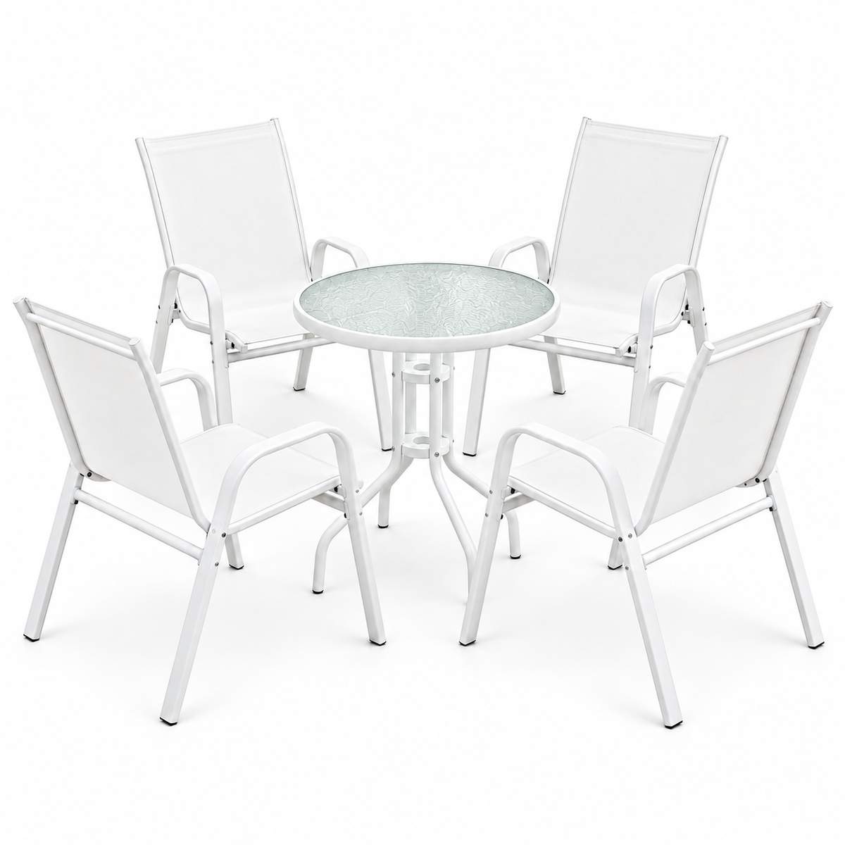 Outdoor Bistro Set – 5 Pieces, White