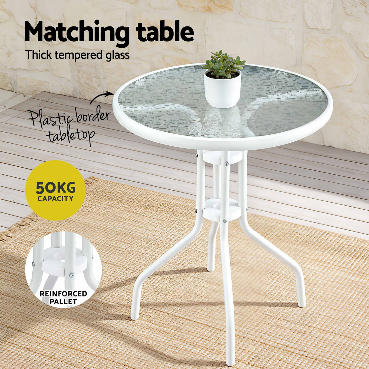 Outdoor Bistro Set – 5 Pieces, White