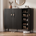 Shoe Cabinet – Fluted, Black, Holds 25 Pairs