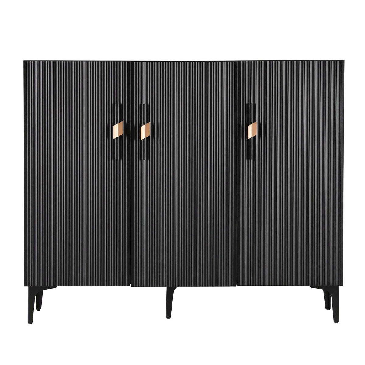 Shoe Cabinet – Fluted, Black, Holds 25 Pairs