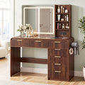 Dressing Table with LED Mirror & 7 Drawers – Walnut