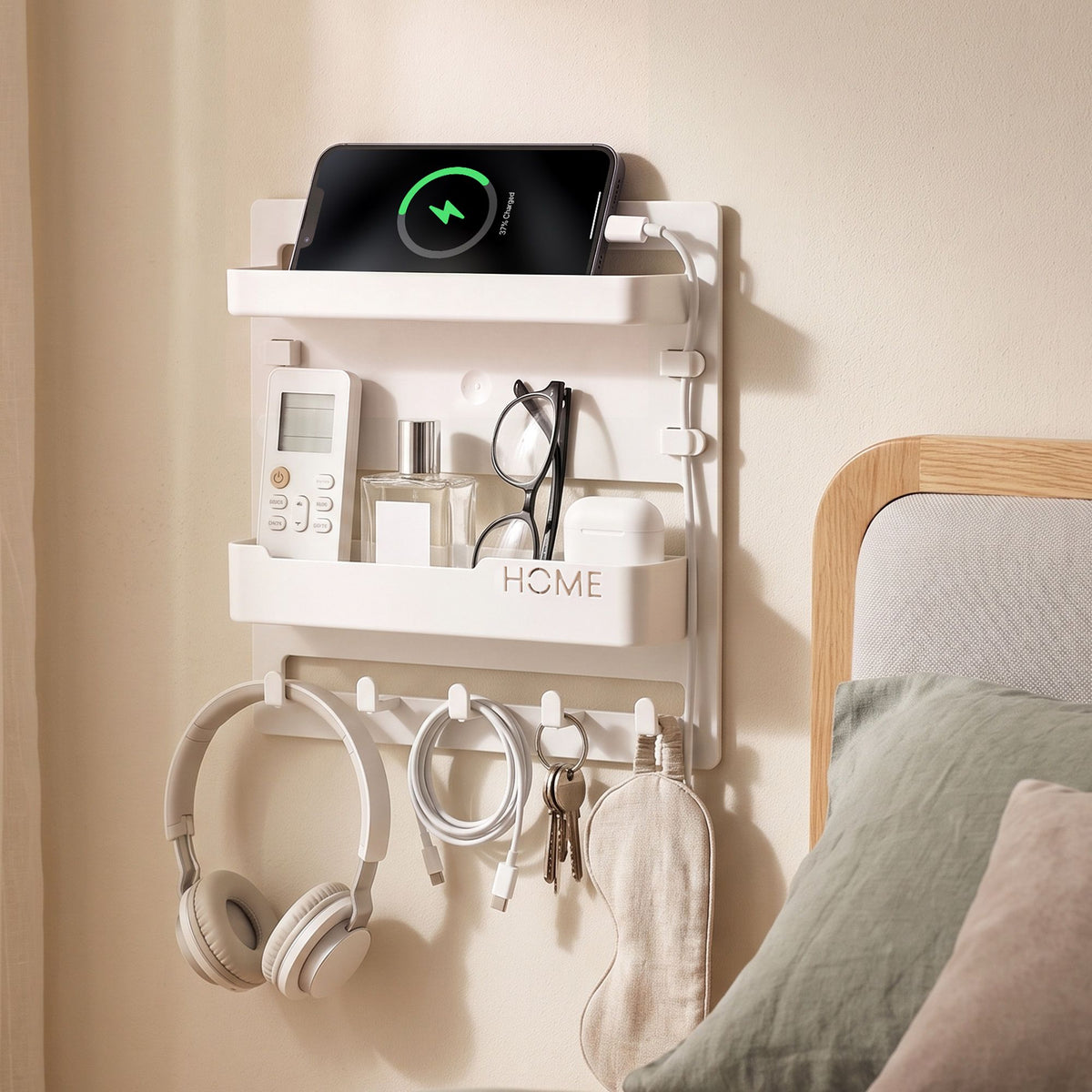 Bedside Wall Shelf – Self-Adhesive, White