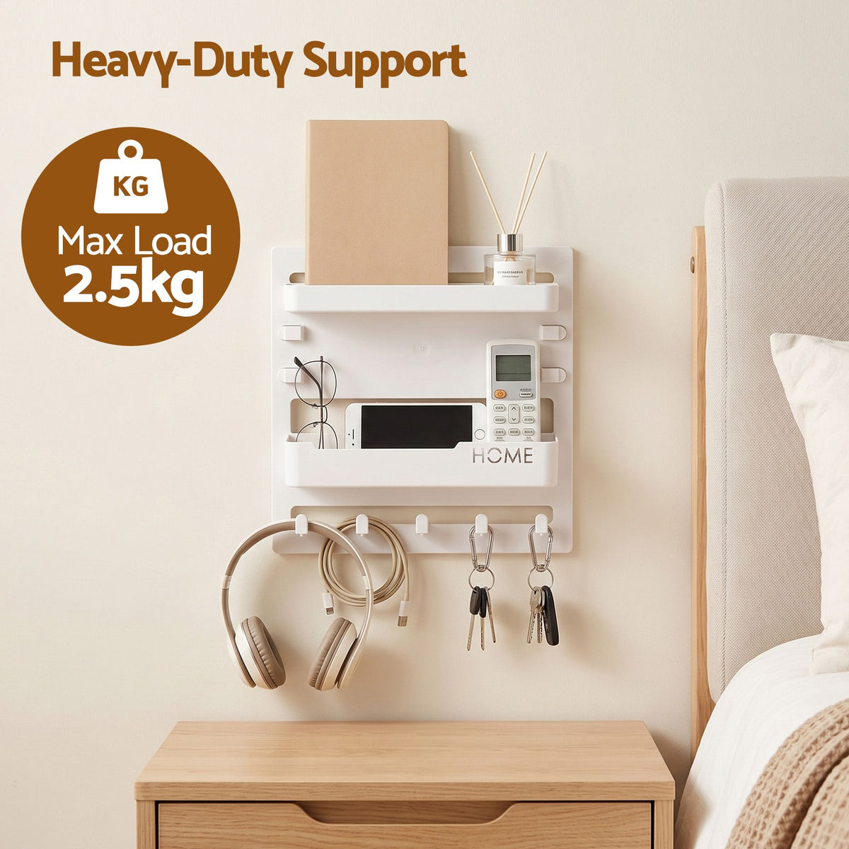 Bedside Wall Shelf – Self-Adhesive, White