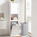 Bathroom Cabinet with Laundry Hamper – Tall, White