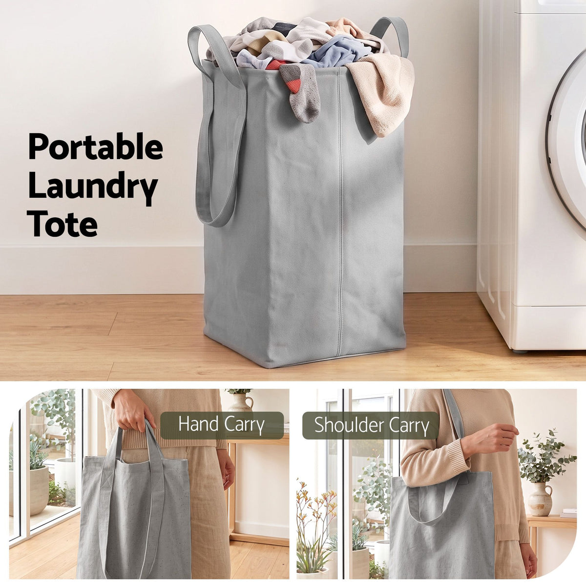 Bathroom Cabinet with Laundry Hamper – Tall, White