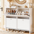 Shoe Cabinet – Fluted, 4 Drawers, White
