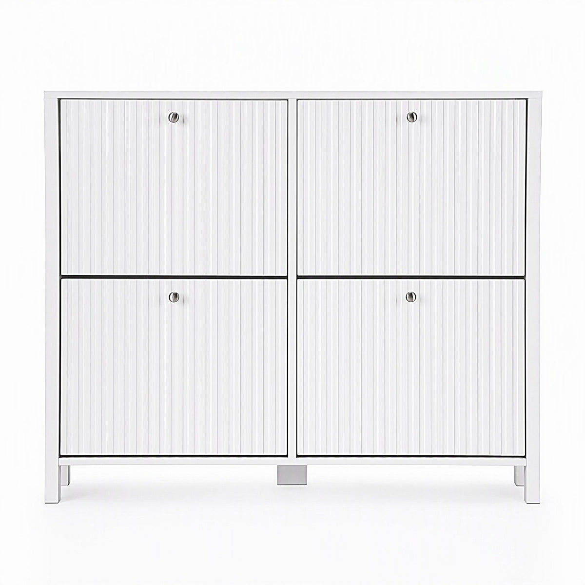 Shoe Cabinet – Fluted, 4 Drawers, White