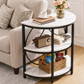Side Table – Half-Moon, 3 Tiers, White & Black