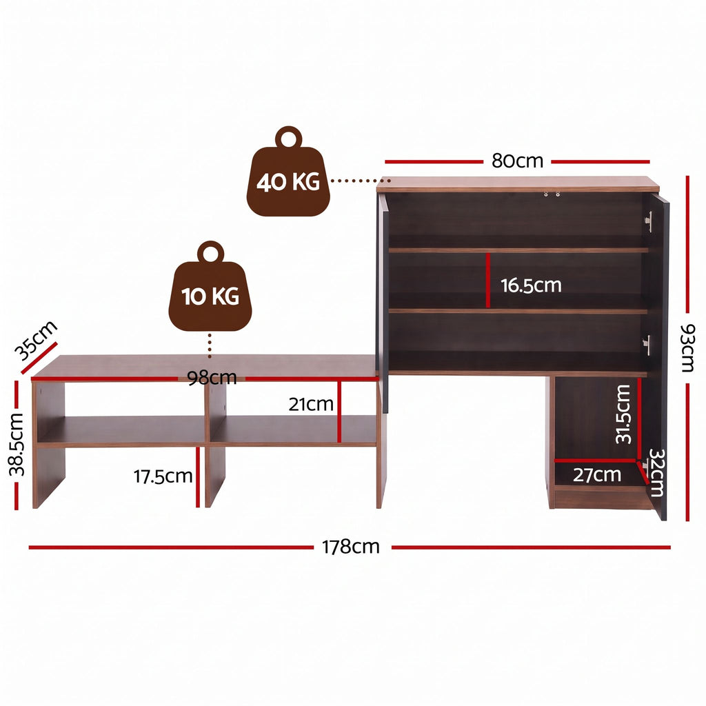 Shoe Storage Bench with Adjustable Shelves – Walnut & Black