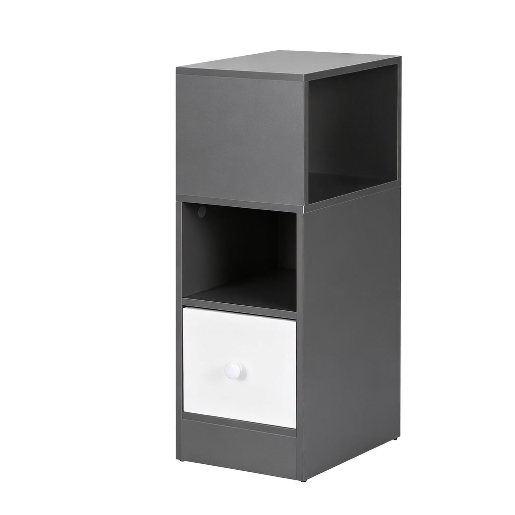 Bedside Table with Drawer – Narrow, Grey & White