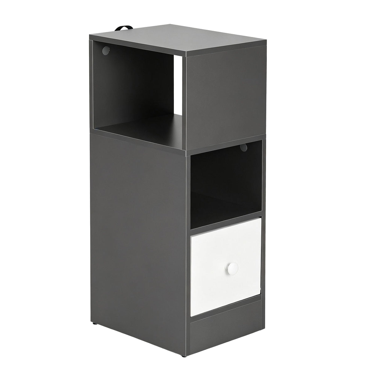 Bedside Table with Drawer – Narrow, Grey & White