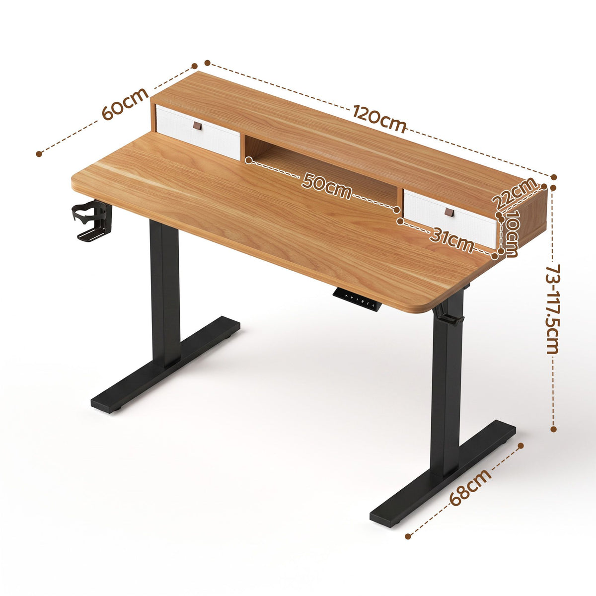 Electric Standing Desk – 120 cm, Oak