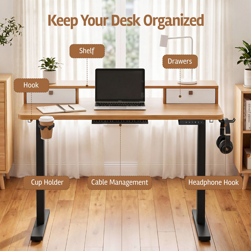 Electric Standing Desk – 120 cm, Oak