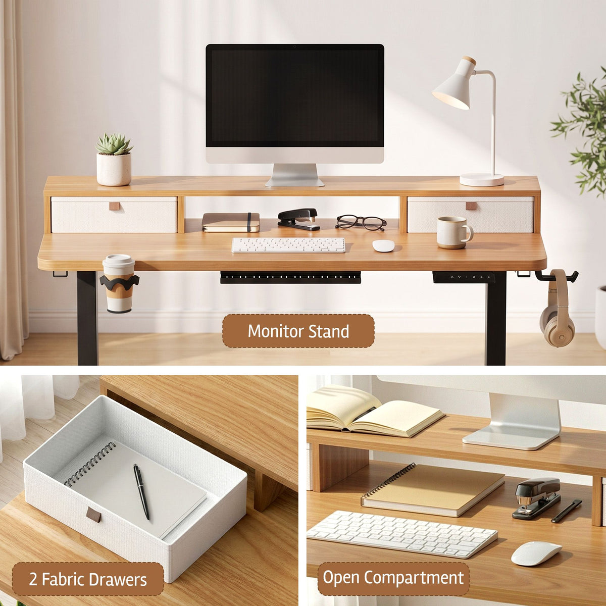 Electric Standing Desk – 120 cm, Oak