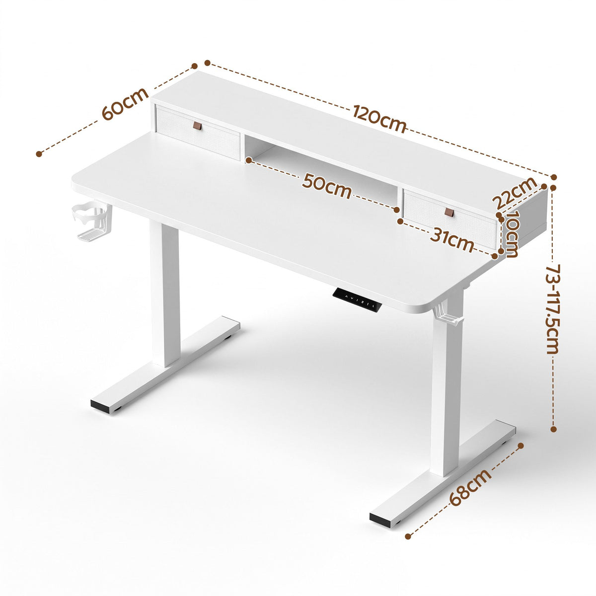 Electric Standing Desk – 120 cm, White