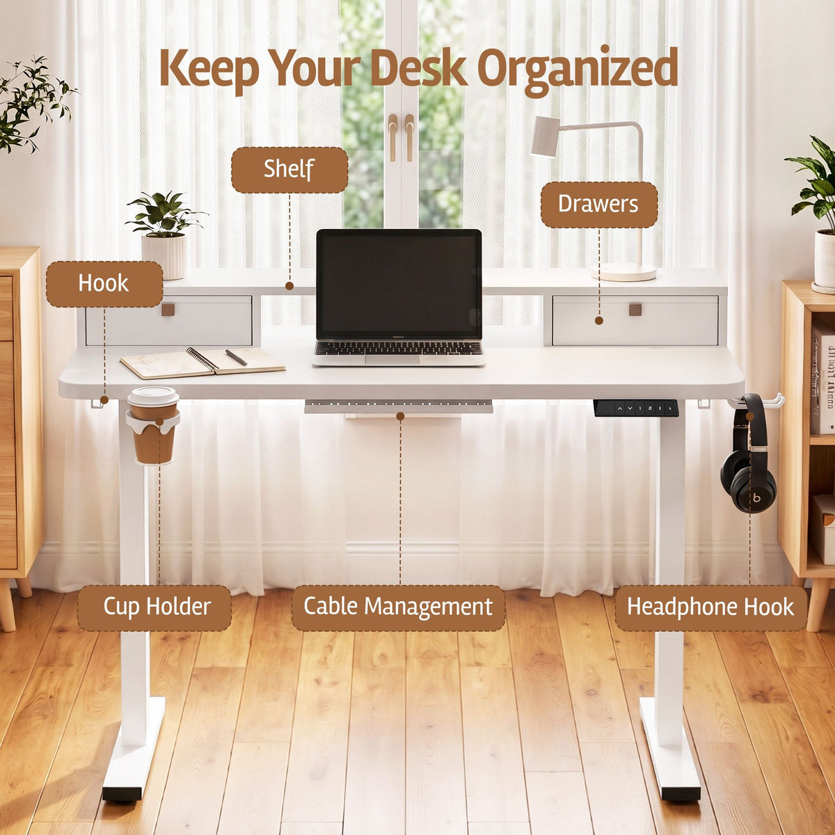 Electric Standing Desk – 120 cm, White