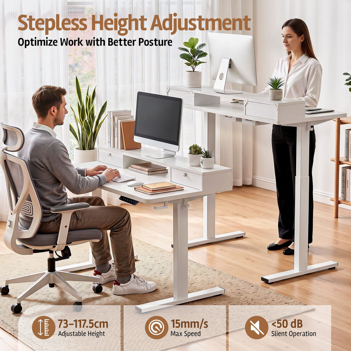 Electric Standing Desk – 120 cm, White