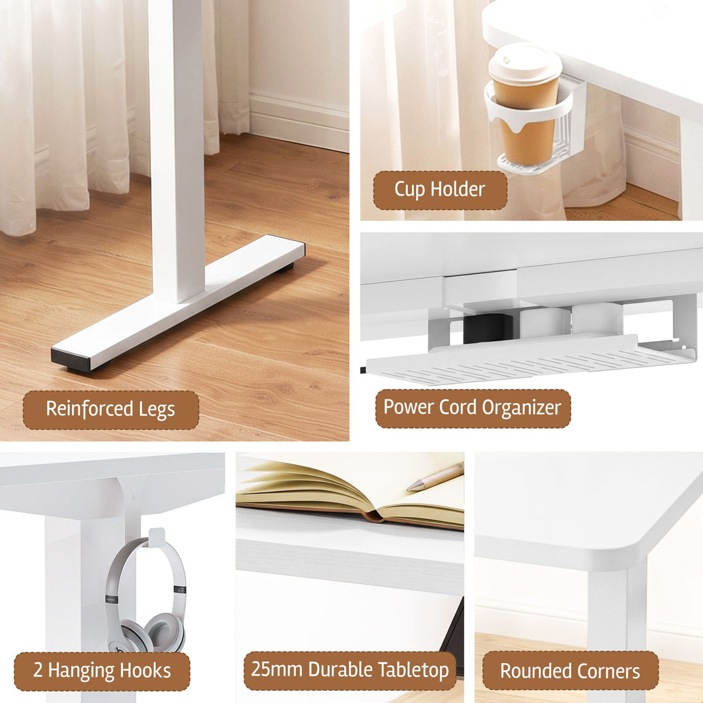 Electric Standing Desk – 120 cm, White