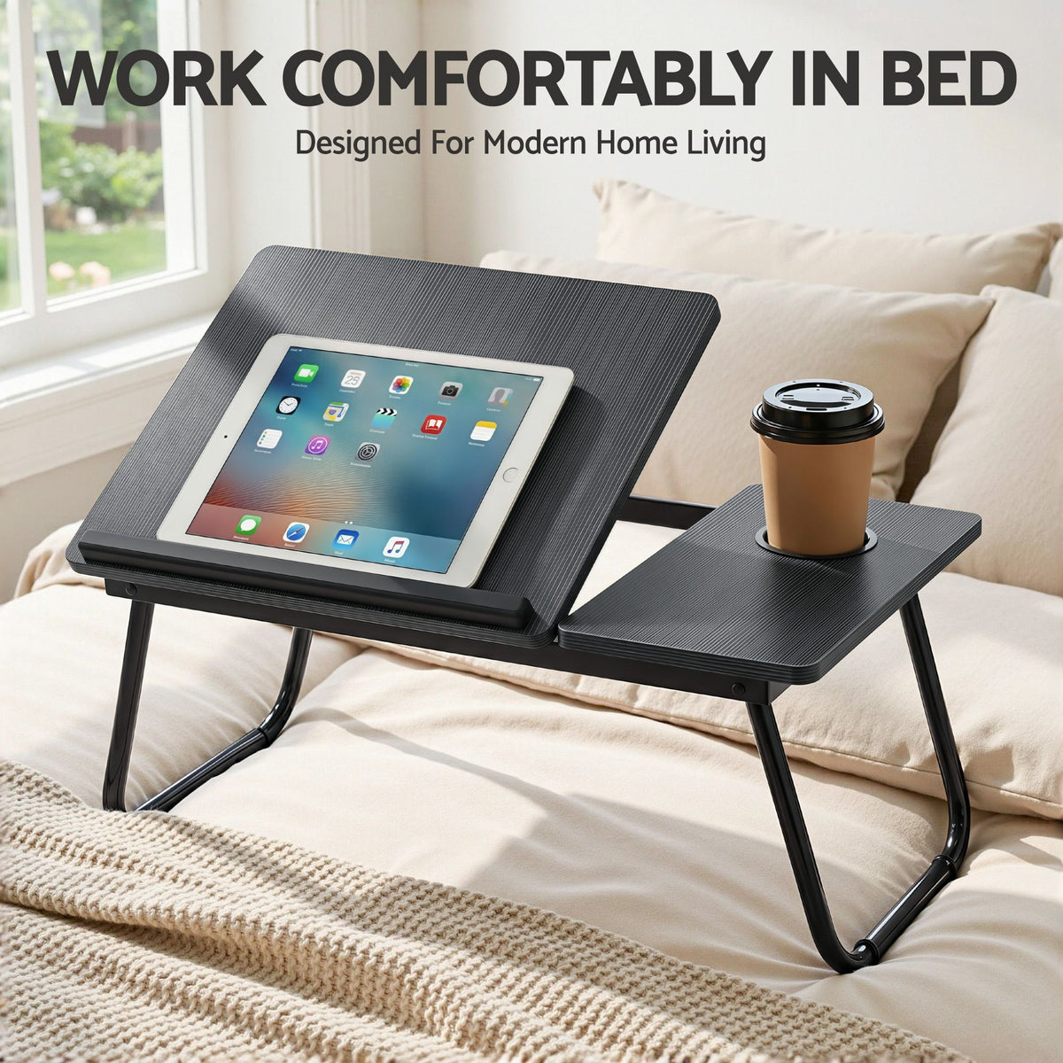 Laptop Bed Desk – Foldable, Black